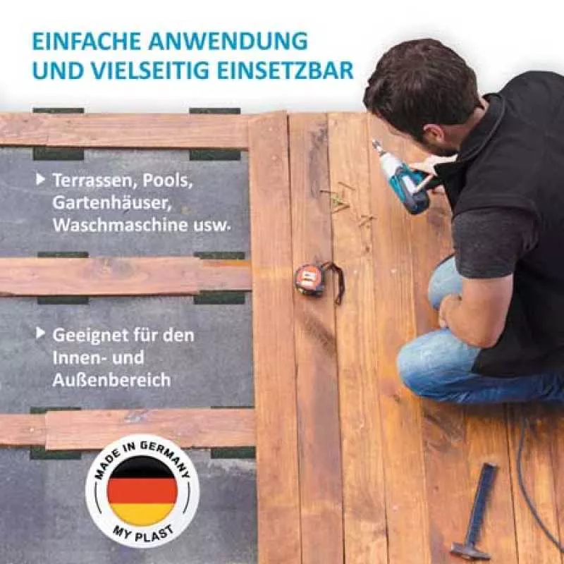 90 mm × 90 mm – 3/6/8/10/20 mm Gummigranulat Terrassenpads Unterlage für WPC & Holzterrassen